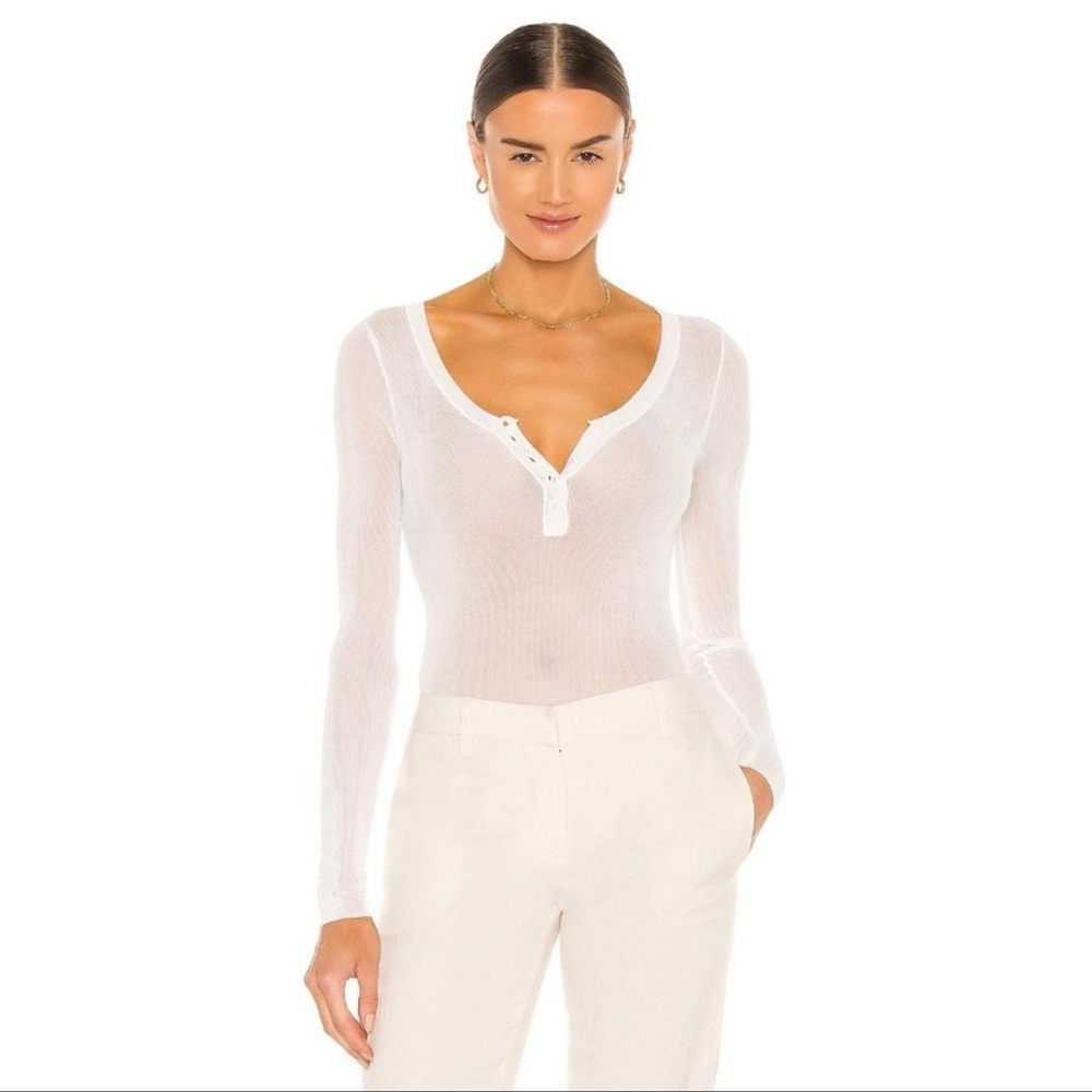 Aya Muse White Mesh Clara Long Sleeve Bodysuit - Picture 2 of 4